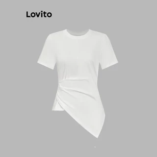 Lovito Regata assimétrica casual com nó liso para mulheres L100MD290