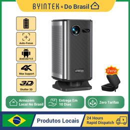 BYINTEK P70X Mini Projetor Portátil Com Bateria Embutida 4K Suporte 3D Wifi Para Filme Ao Ar Livre