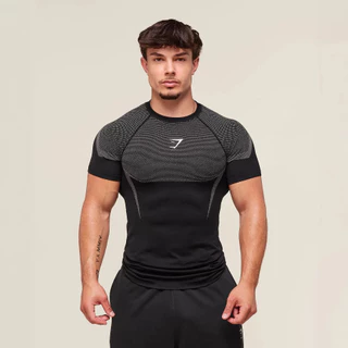 Top de Fitness masculino Casual correndo de secagem rápida respirável collants de manga curta camiseta masculina estiram