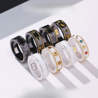Anel masculino preto branco cerâmica casal anel moda Retro anel de casamento masculino feminino mesmo estilo anel não-de