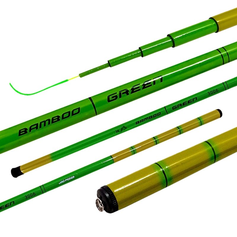 Vara Telescópica Bamboo Strong Green Jaú Pesca de 1,80, 2,40m 3,00m 3,90m, 4,20m e 5,40m Pesca