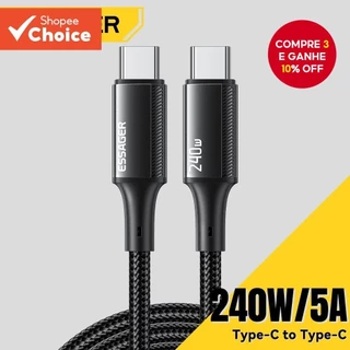 Cabo de Carga Type-C para Type-C Essager 240W com chip E-Marker embutido para Xiaomi IP1 5.