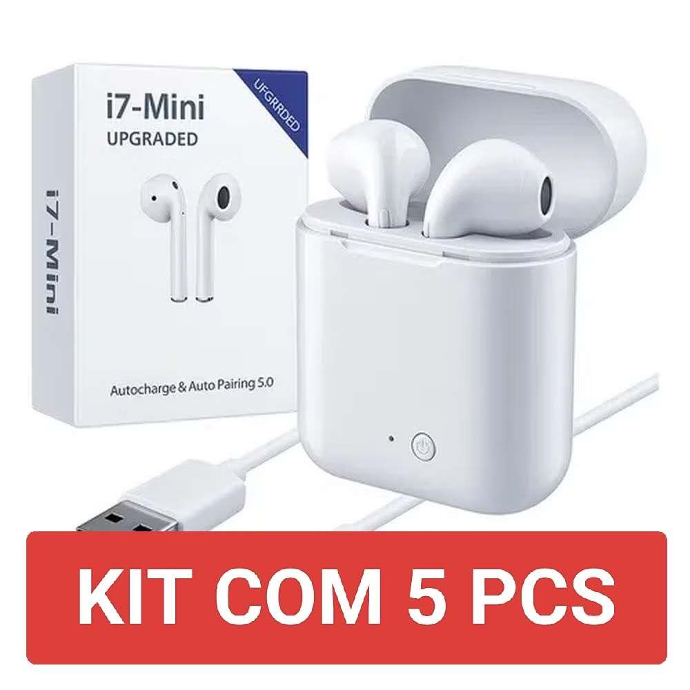 Kit 5 10 e 20 Fone de Ouvido Bluetooth I7-Mini Branco - Altomex