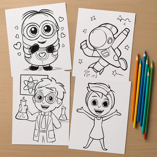 100 Desenhos Para Colorir Aleatórios (Misto) - 2 Por Folha - Envio Rápido