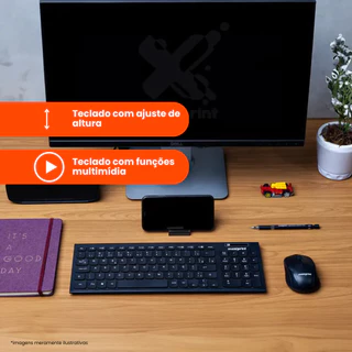 Kit Teclado e Mouse sem Fio Preto CW1001 - Maxprint