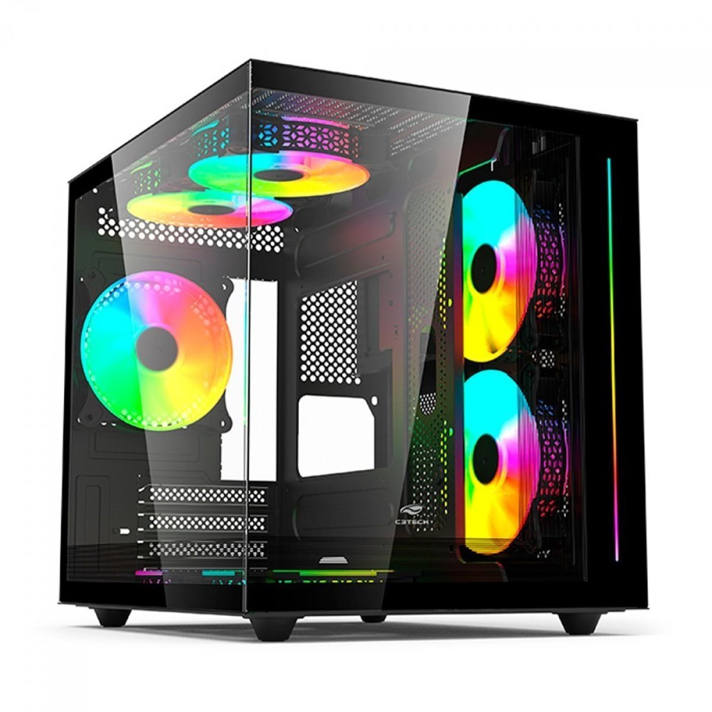 Gabinete Gamer C3Tech Aquarius, Mini Tower, Vidro, M-ATX