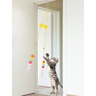 Brinquedo de Pena de Pena de Gato Auto-Feliz Tédio Ferramenta de Alívio de Tédio Handy Swing Hanging Door Teasing Cat Stick Hanging Feather Toy