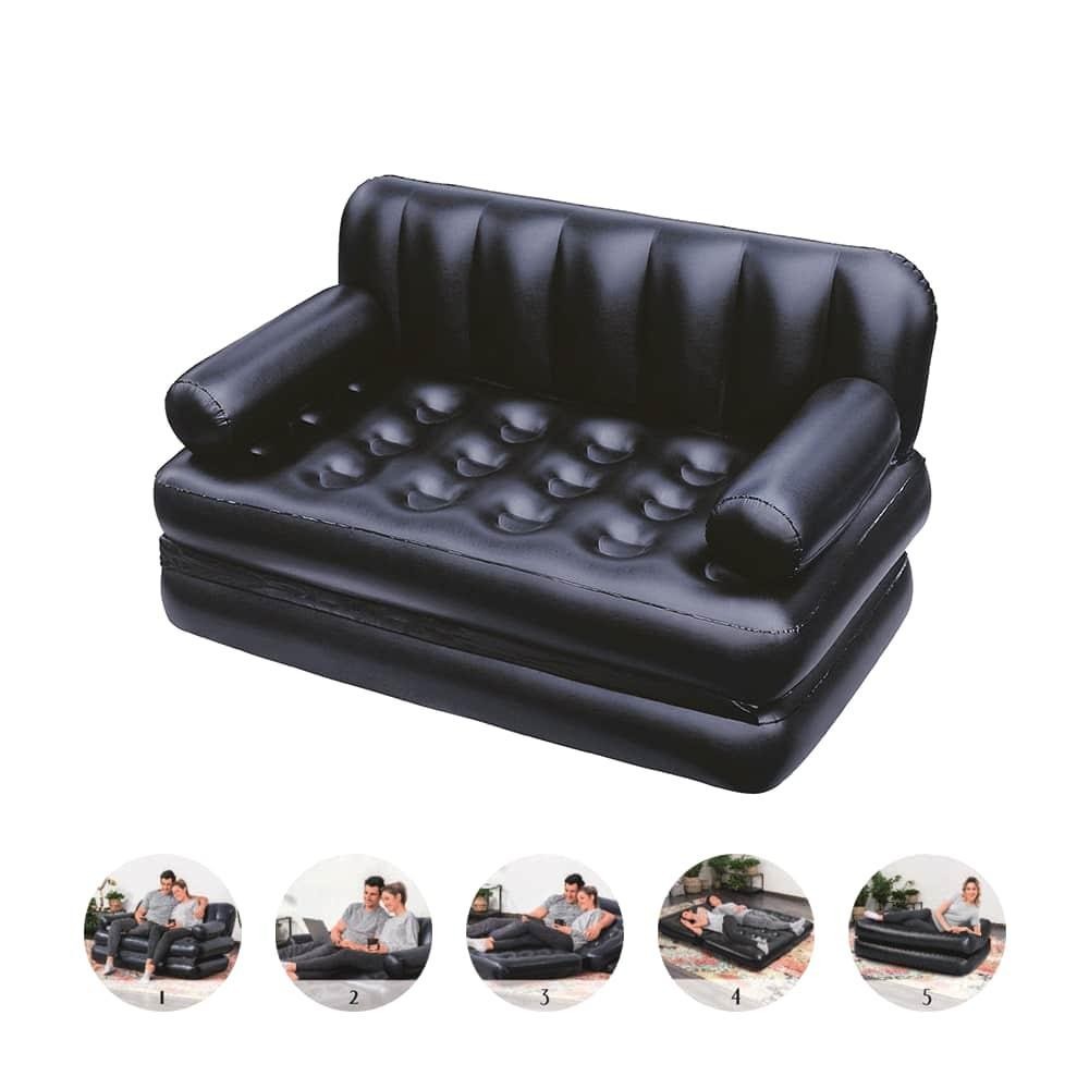 Sofá Cama Casal Inflável Multifuncional Preto 5 em 1 Bestway