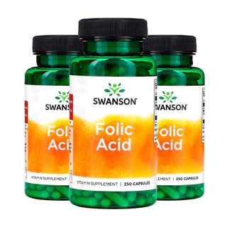 Kit 3x Ácido Fólico 800mcg Swanson 250 Capsulas Importado /Made in Usa