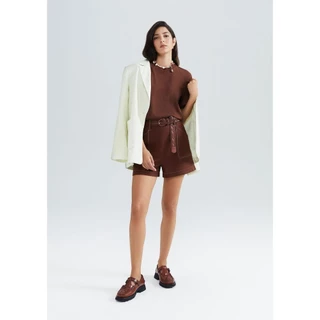 Shorts Feminino Cintura Alta Com Linho Hering