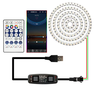 WS2812B RGB Anel Individualmente Endereçável USB5V 28Key Kit Controlador APP Bluetooth WS2812 Módulo Led Embutido De Luz
