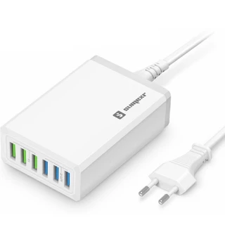 Hub Usb 6 Portas Turbo Rápido 10a Bivolt Carregador Tomada
