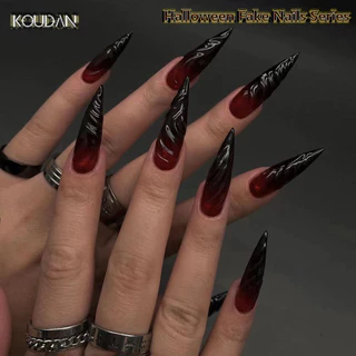 Unhas Falsas Arte De Halloween Sangue Aranha Pontiagudas Tubo De Água Escuras Com Cola KOUDAN em Oferta na Shopee
