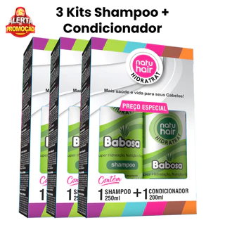 3 Kits Shampoo + Condicionador Babosa Hidratrat Natuhair 450ML