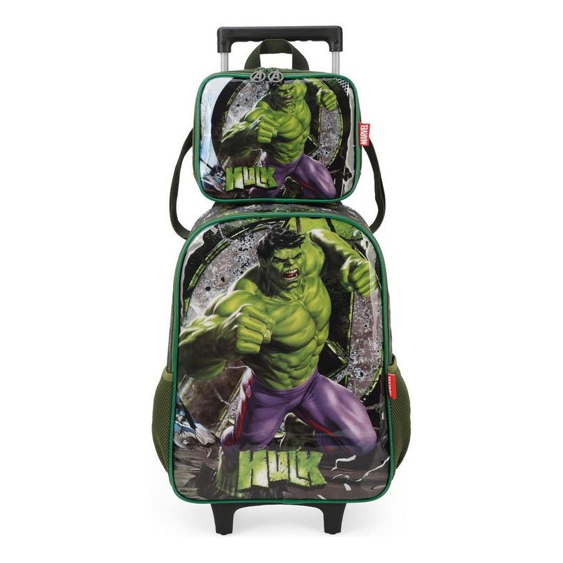 Kit Mochila De Rodinhas + Lancheira Luxcel Hulk VERDE | Shopee Brasil