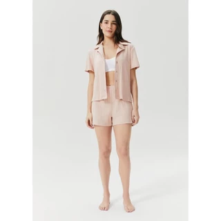Pijama Curto Feminino Canelado Gola Resort Hering