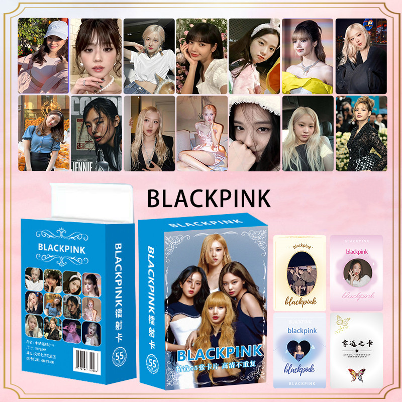 50-55pcs BLACK-PINK Mantra Laser Holográfico Lomo Cards THE GIRLS