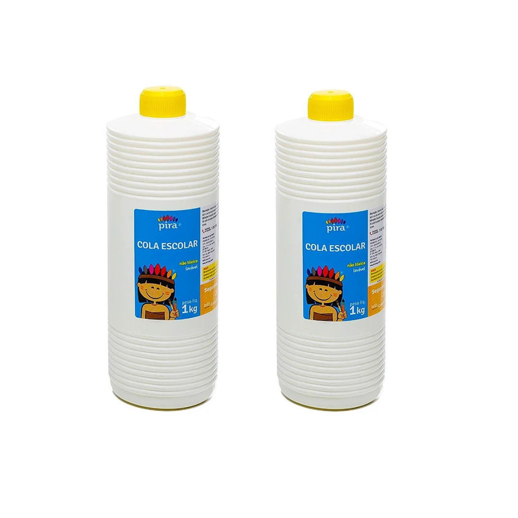 2 Colas Liquida Branca 1kg Escolar Lavável | Shopee Brasil