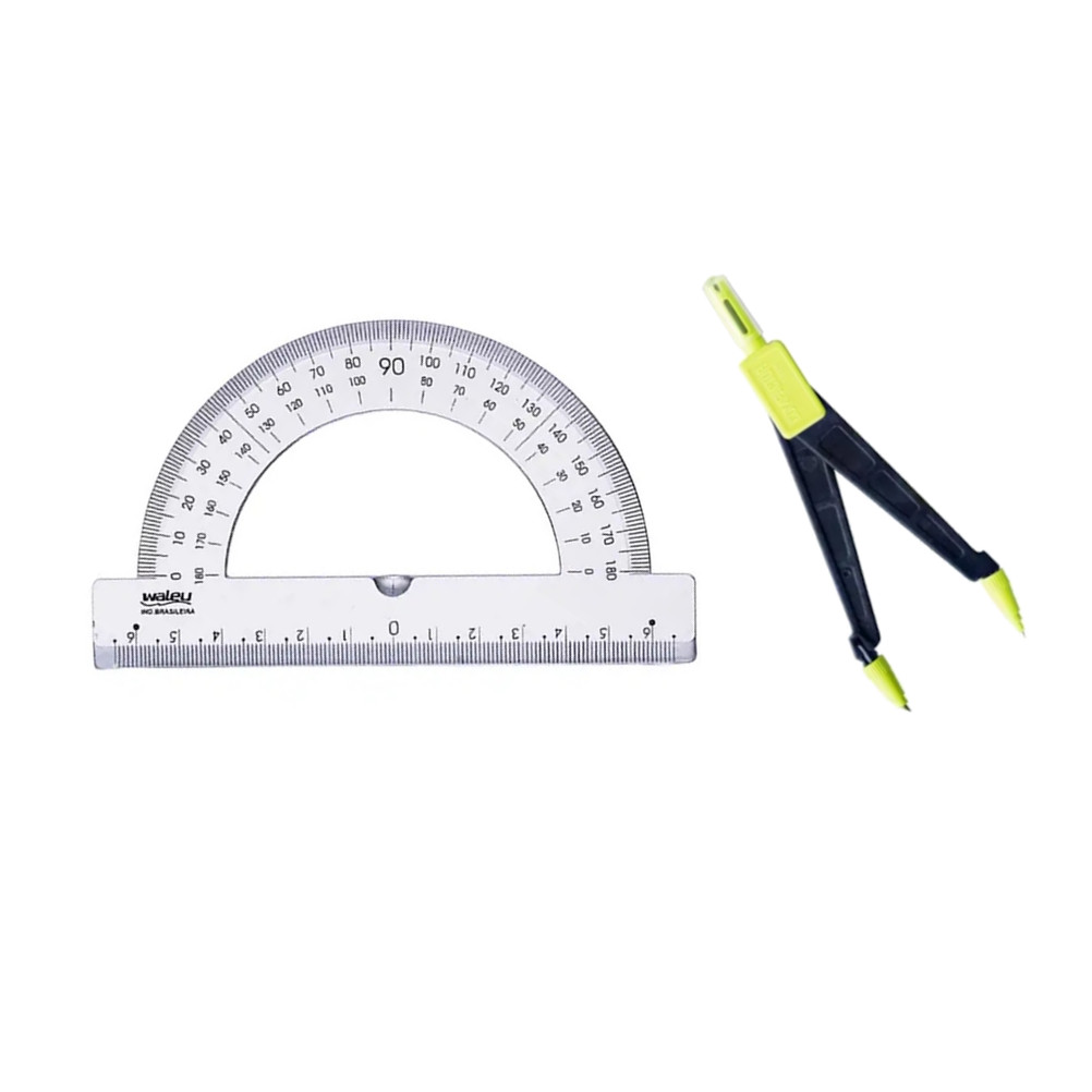 Kit Transferidor 180G + Compasso Plástico | Shopee Brasil