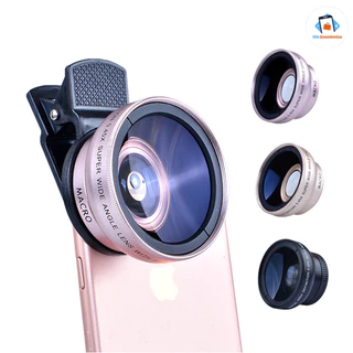 Kit de Clip de Lente HD Externa para Celular 2em1 Lente Super Macro e Grande Angular Compatível com todos os telefones