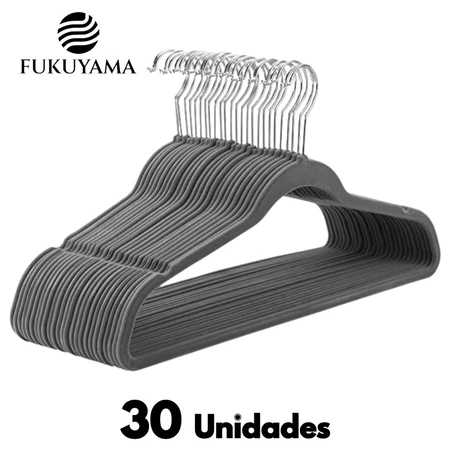 Cabide de veludo ultra fino adulto 30 unidades - Fukuyama