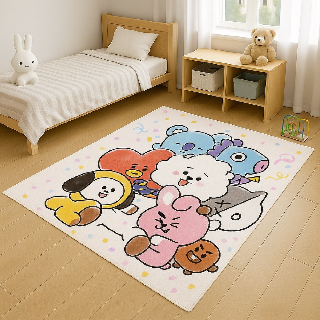Tapete Retangular BTS Army Fandom 100x140 Antiderrapante Mascotes