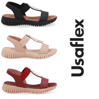 Sandália Enfeite Dourado Couro Usaflex em Oferta na Shopee