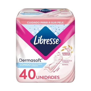 Absorvente Libresse Protetor Diário Dermasoft Longo sem Abas - Embalagem com 40 Unidades em Oferta na Shopee