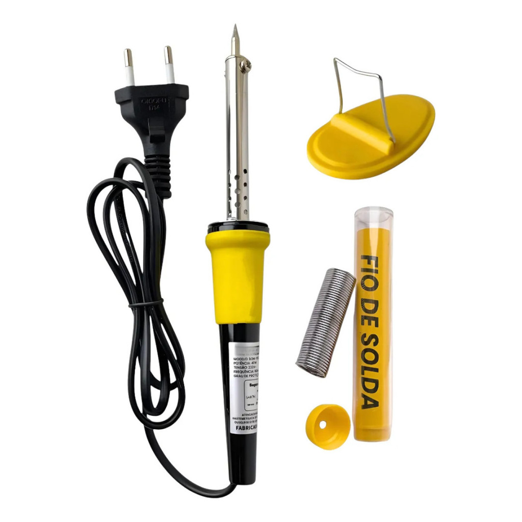 Ferro De Solda Ponta Fina Profissional Soldador 40W +Estanho | Shopee ...