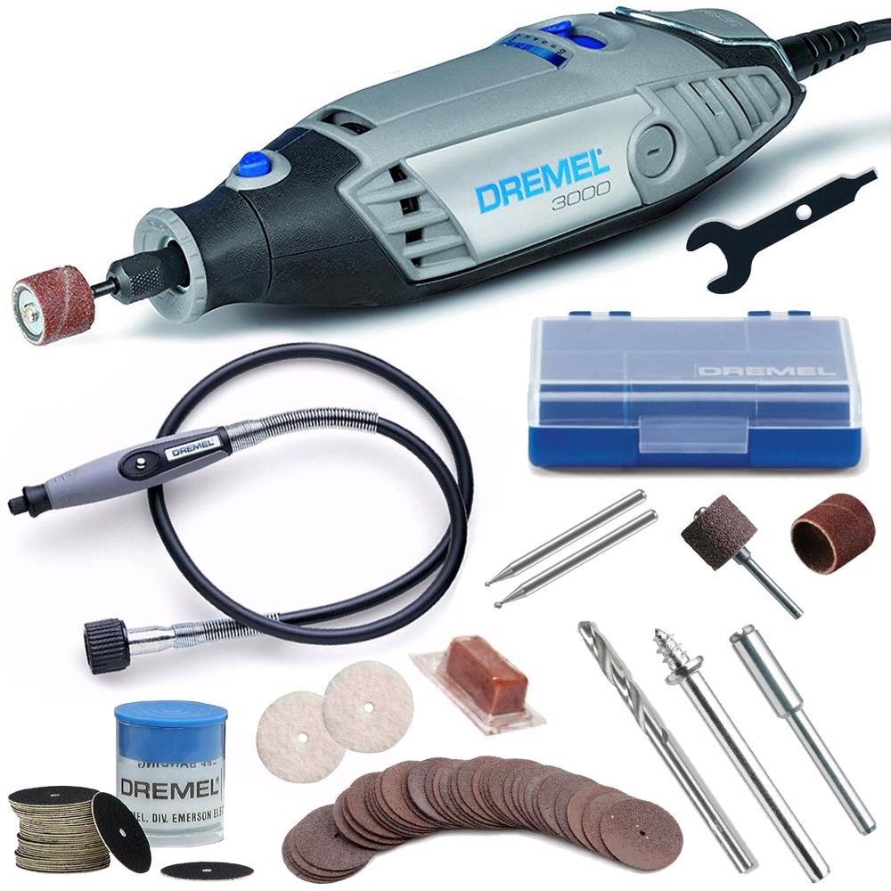 Dremel 3000 Microrretífica com Eixo Flexível e 82 Acessórios DREMEL