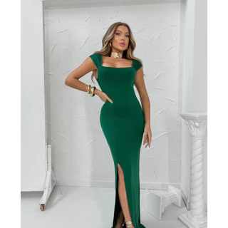 Vestido Giovana vestido longo princesa com fenda moda feminina