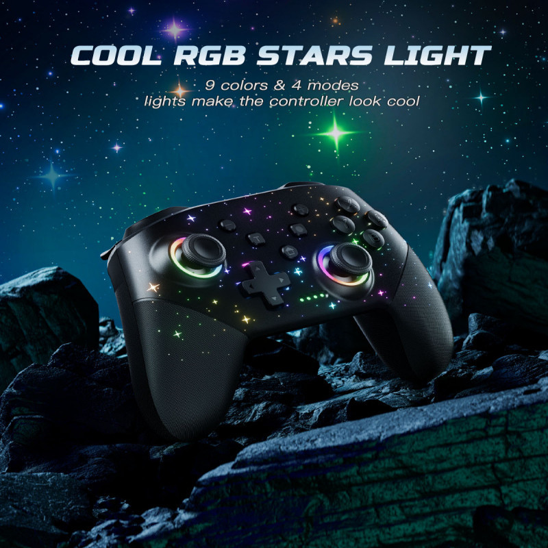 Controlador GAIATOP Switch Pro Compatível Com/Lite/OLED/PC Windows/iOS/Android , 1000mAh Programável Sem Fio