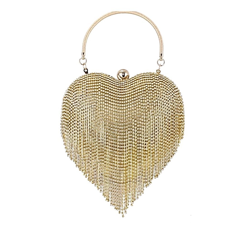 Bolsa De Festa Clutch Coração Bolsa Casamento Dourado | Shopee Brasil