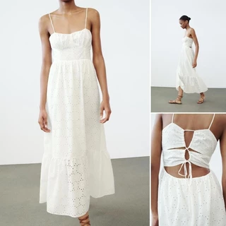  Summer New Style Halter Vestido Bordado Oco Branco 3666087
