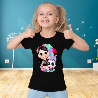 Camiseta Infantil Luluca Panda Rosa 100% Algodão Pandinha Lu Canal