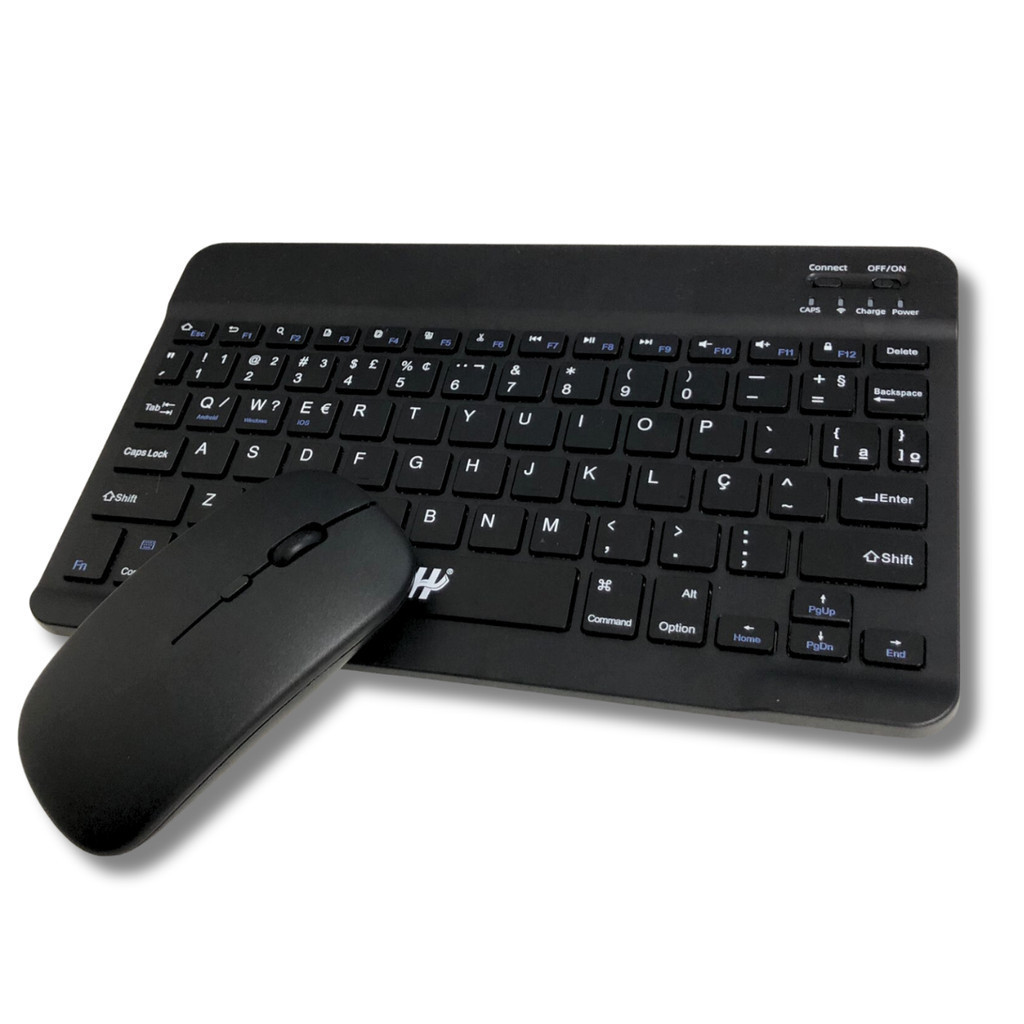 Kit Conjunto Teclado Com Mouse Bluetooth Sem Fio Coloridos Wireless Recarregável