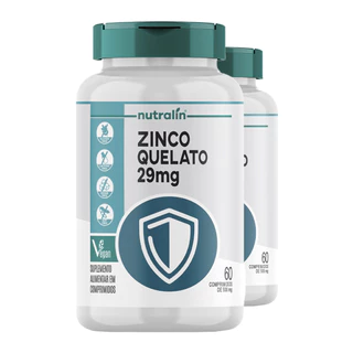 Kit 2x Zinco Quelato 29mg Nutralín 60 Comp./Made in Usa