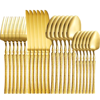 Dourado KIT24 Conjunto de Talheres Aço Inoxidável Facas Garfos e Colheres Na Cozinha Talheres kit talheres Tramontina D2003