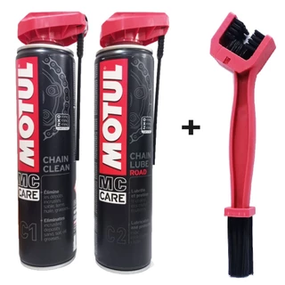 Kit Motul C1 e C2 Limpeza e Lubrificação de Correntes + Escovinha