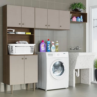 Kit Área de Serviço Lavanderia 235cm Rustic/Crema Gourmet Madesa em Oferta na Shopee