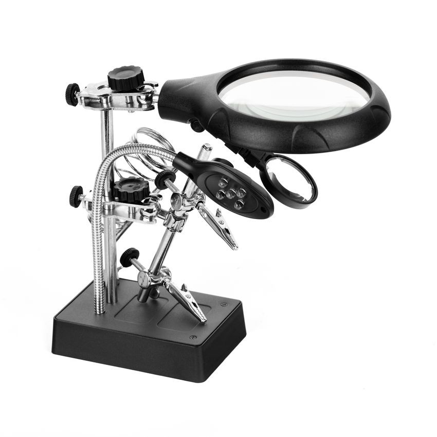 LUPA DE BANCADA MESA PROFISSIONAL GARRAS LUZ LED ELETRONICA | Shopee Brasil