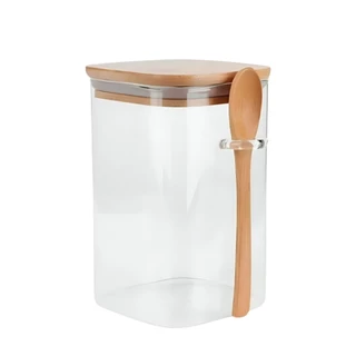 Pote Quadrado de Vidro com Tampa e Colher 250ml VD9979 - Yoss