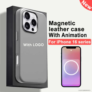2024 Nova Capa Magnética De Couro De Luxo Para iPhone 16 Pro Max 16 Plus Telefônica Com Animação Popups Traseira De Atração Tem Logotipo