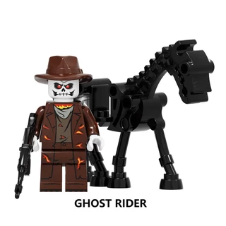 Ghost Rider Lego Blocos De Construção Moto Cavaleiro Motocicleta Super Heróis Minifigura Brinquedo Montado