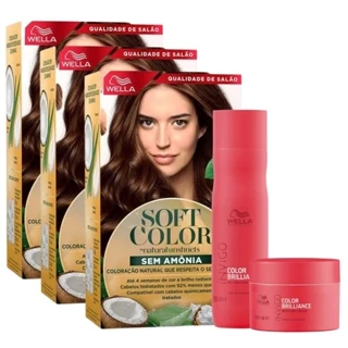KIT TRIO Soft Color Coloração Castanho Claro 50 + Tratamento