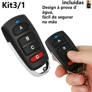 Kit3 Controle remoto universal 433mhz Controle garagem elétrica porta PPA RCG GAREN SEG AGL Portão
