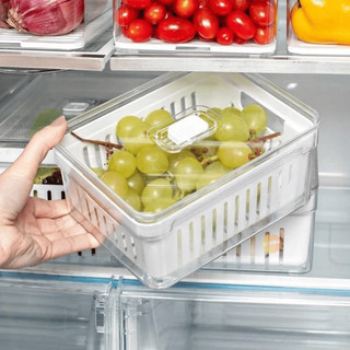 Organizador de Geladeira 3,8 Litros Cesto Com Tampa Alimentos Verduras Potes de Salada Premium