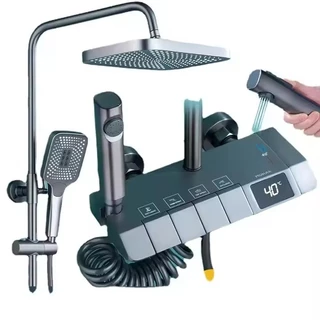 Chuveiro Ducha 4 Saídas C/ Termostato Digital LED MultiFunções Misturador Controle de Temperatura