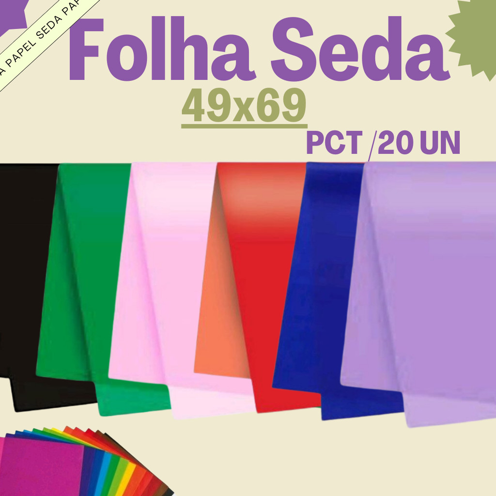Folha Papel Seda 49x69 Pacote com 20 Unidades | Shopee Brasil