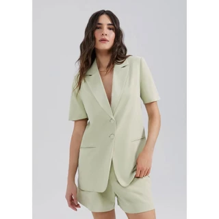 Blazer Em Crepe Manga Curta Hering